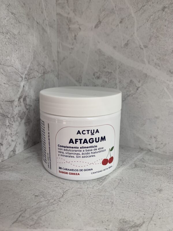 ACTUA AFTAGUM  30 CARAMELOS DE GOMA SABOR CEREZA