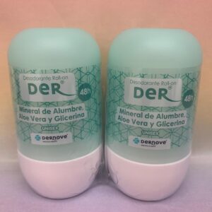 DERNOVE DUPLO DESODORANTE ROLL- ON DE ALUMBRE MINERAL ALOE VERA Y GLICERINA